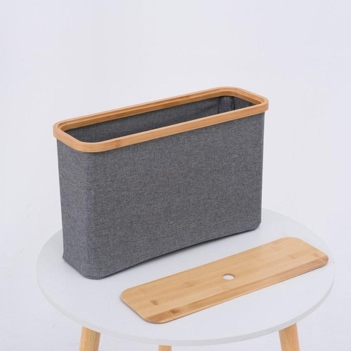 Cesta De Papel Higiénico Portátil Gris Con Tapa 45x15x28cm