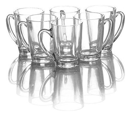 Set de tazas Cukin Norplat Capuchino 250 de vidrio con diseño capuccino 250 color blanco forma de capuchino capacidad 250mL de 6 u