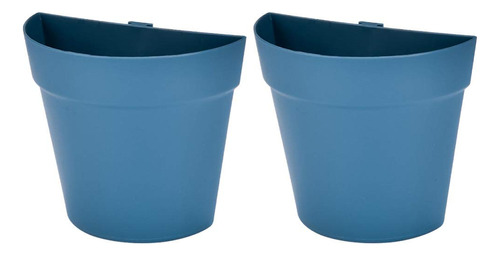 2 Maceta Pared Plastico Para Colgar Jardin Porche Color Azul