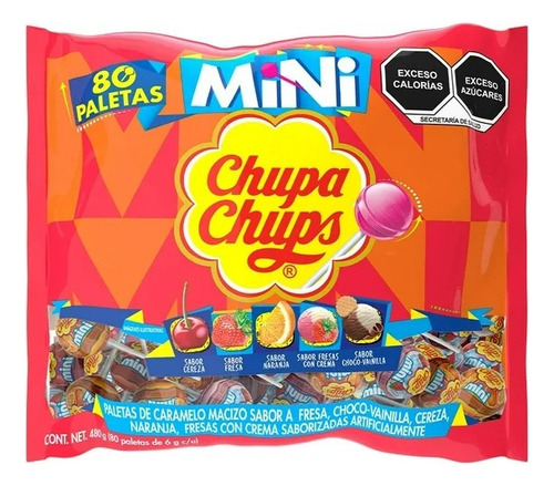 Paletas De Caramelo Chupa Chups Mini Varios Sabores 80 Pzas