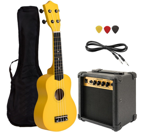 Combo Ukelele Electroacustico Amplificador 10w Funda Cable