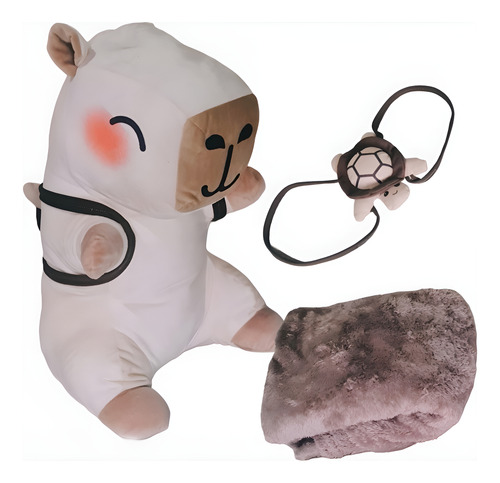 Peluche Capibara Con Manta Y Se Puede Usar De Almohada Beige