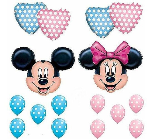 Mickey & Minnie Mouse Género Reveal Baby Shower Globos Decor