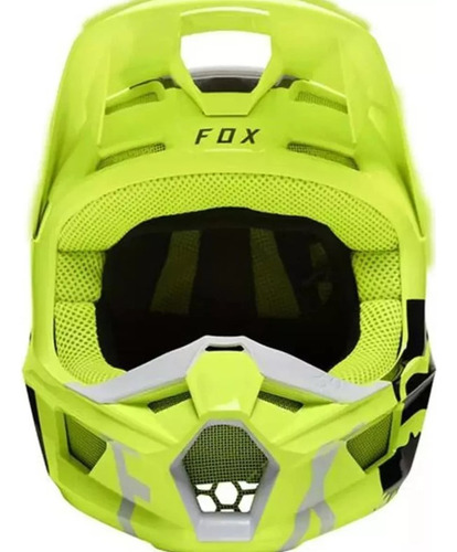 Casco V1 Skew Niño Amarillo Fluo Moto Enduro Fox Juri Atv Diseño Solido Tamaño Del Casco Yl