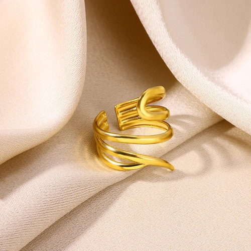 Anillo Geométrico Multicapa Para Mujer De Acero Inoxidable H
