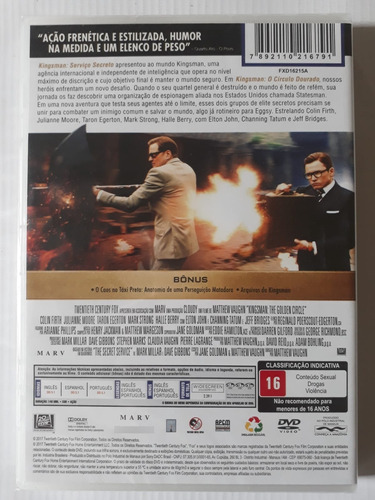 Dvd Kingsman O Círculo Dourado - Colin Firth - Lacrado Novo