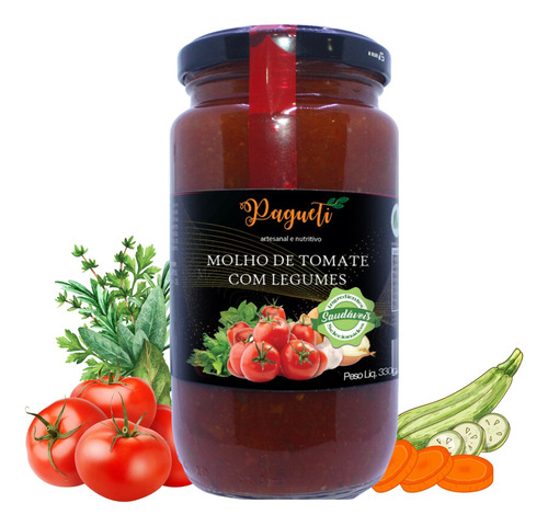 Molho De Tomate Com Legumes Saudável E Natural Pagueti