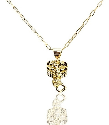Collar Escorpion Chapa Oro 24k Zirconia Diamante Escorpio