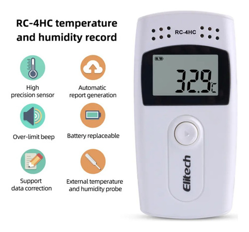Data Logger Temperatura Humedad Cadena Frio Elitech Rc-4hc