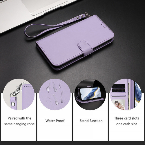 Funda De Piel Tipo Cartera Para Teléfono Vivo Y, Tarjetero, Color Morado Pt188