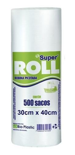 01 Saco Em Bobina Plastico Picotado Rolo 30x40