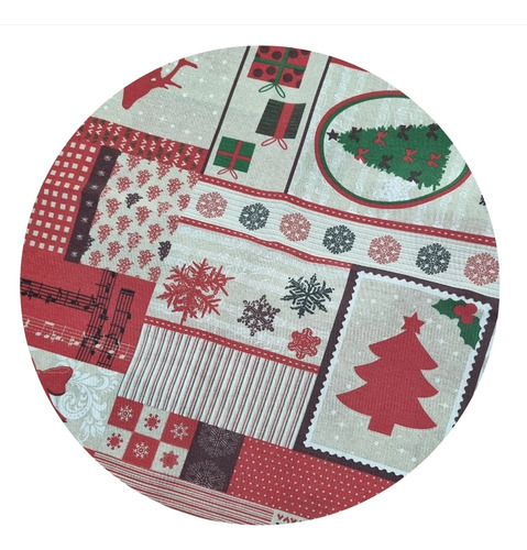 6 Platos Base Y 6 Fundas Tipo Patchwork Navidad Collage