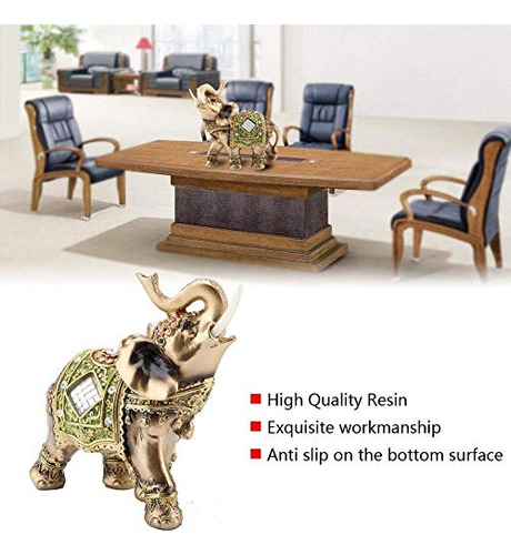 Lucky Feng Shui Green Elephant Statue Sculpture Wealth Figur