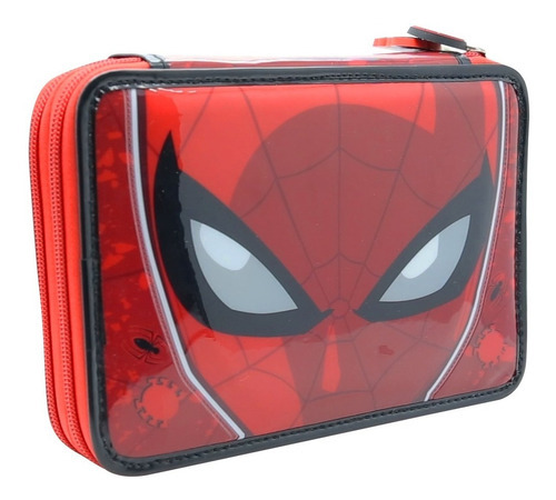 Cartuchera Canopla Pvc Spiderman 2 Pisos Con Accesorios Color Multicolor