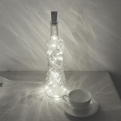 . Decoración De Botella De Corcho Con Luz Led Blanca Fría