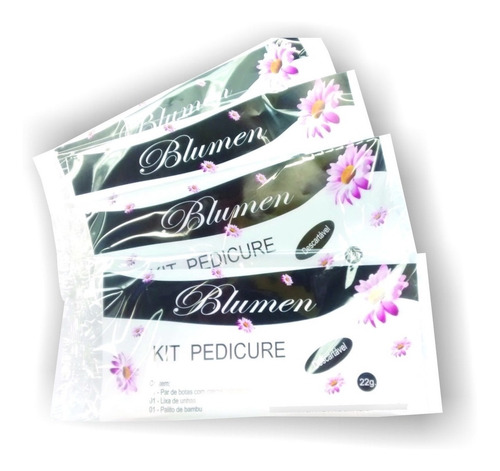 50 Kit Pedicure Descartável Bota Com Emoliente Palito E Lixa