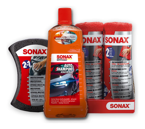 Sonax Kit Lavado Premium Shampoo Neutro + Esponja + Detailer