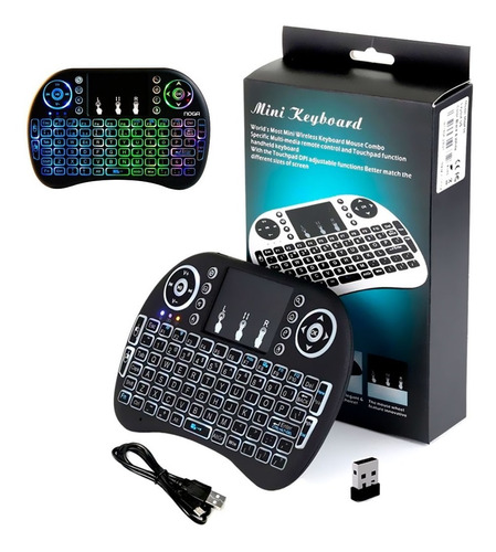 Mini Teclado Touch Inalámbrico Smart Tv Pc Luz De Colores