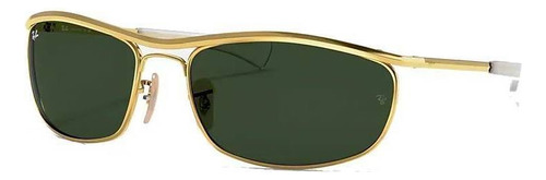 Anteojos de sol Ray-Ban Olympian I Deluxe Large con marco de metal color polished gold, lente green de cristal clásica, varilla polished gold de metal - RB3119M