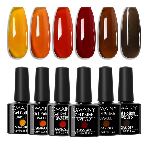 Omainy Juego De Esmaltes De Unas De Gel De Gelatina Marron,