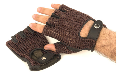 Guantes De Cuero, Hombre, Conducción, Moto,auto, Sin Dedos