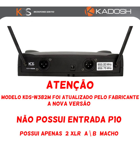 Microfone Duplo Bastão Sem Fio Kds-w382m Uhf Xlr Kadosh