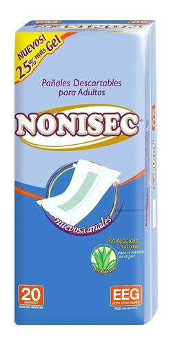 20 Pañal Adulto Geriatrico Nonisec Mas 25% Gel Talle Xxg 