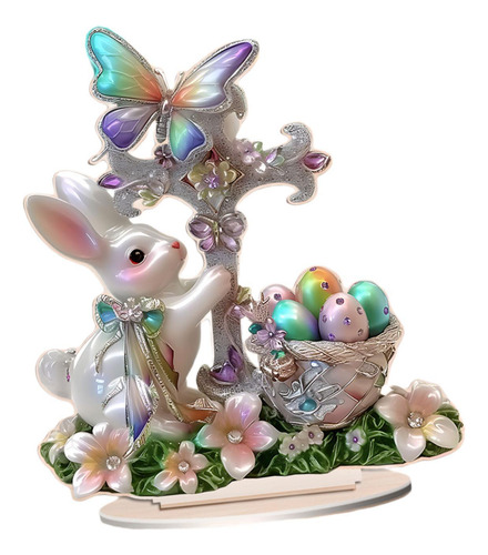 Letrero De Mesa Con Escena De Huevo Y De Pascua