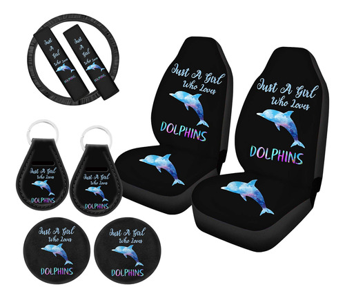 Zfrxign Dolphin Car Seat Covers Full Set With Steering Wheel