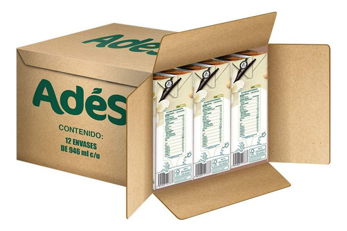 Ades Bebida De Soya Vainilla 946 Ml. 12 Pzs.