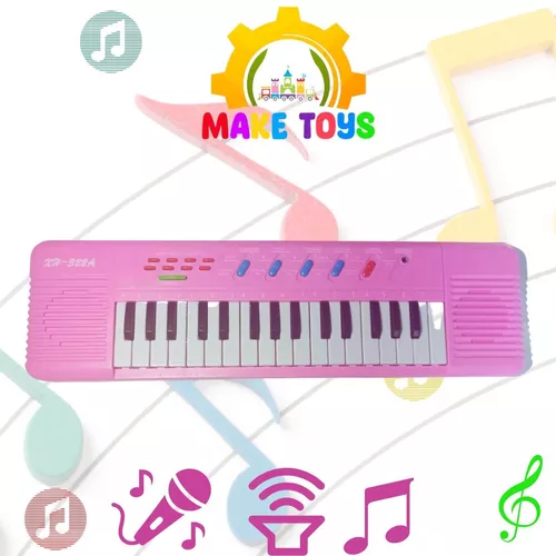 Brinquedo Teclado Piano Infantil 32 Teclas Com Microfone (ROSA