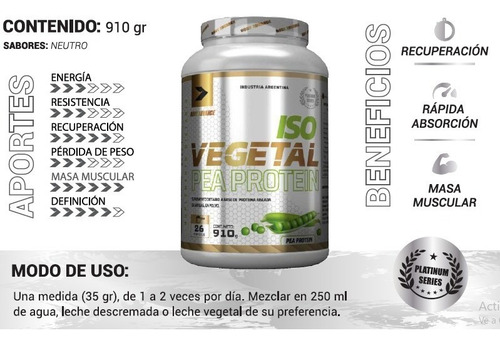 Imagen 4 de 7 de Proteína Vegana Aislada De Arveja Body Advance. Plant-based
