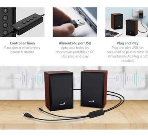 Parlante Genius Sp-hf 380bt Usb Bluethooth 5.0 Marrón