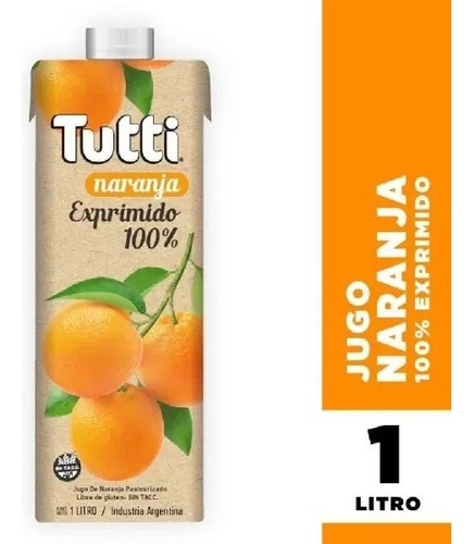 ! Jugo Tutti Naranja 100% Exprimido Sin Azucar Sin Tacc