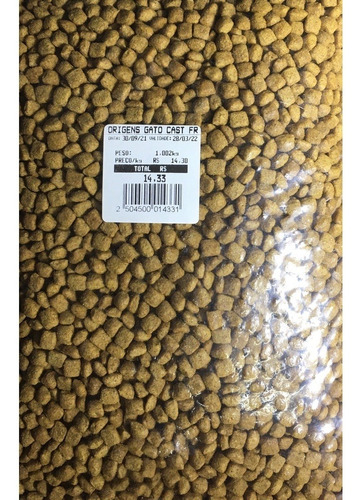 Kit 3 Kg Ração A Granel Origens Gato Premium Frango Castrado