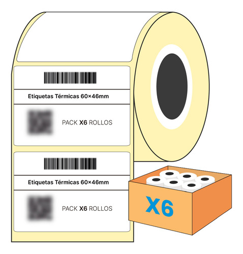 Etiquetas Termicas Autoadhesivas 60 X 45 Mm X 6 Rollos