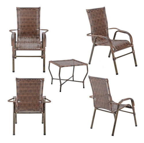 Conjunto Cadeira Poltronas Cadeiras Jogo Varanda Fibra Junco