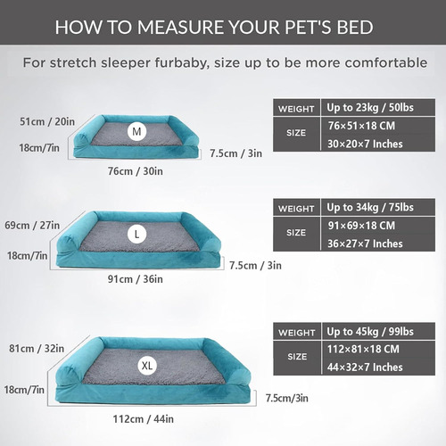 Cama Ortopédica Para Perros Memory Foam, Impermeable, M