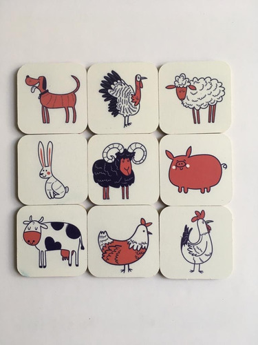 Imagen 1 de 5 de Juego De La Memoria Con Animales Granja Fichas De Madera