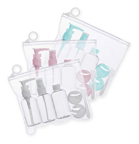 Imagem 4 de 4 de Kit Viagem Bolsa Cosmetico Para Avião 5 Peças 60ml