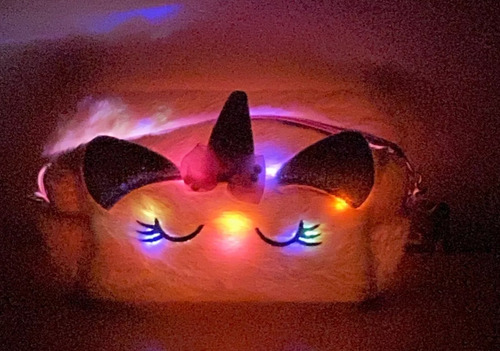 Bolsa Unicornio Y Gatito Crossbody Con Luz Afelpada Unicornio 1 Dorado