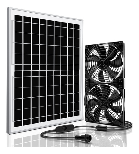 Ventilador Energia Solar 15 W Para Gallinero Cable