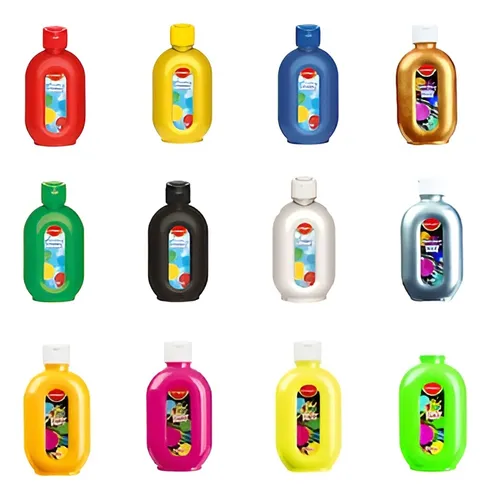 Témpera Infantil 300ml Colores Intensos Lavables No Tóxicos Color Negro