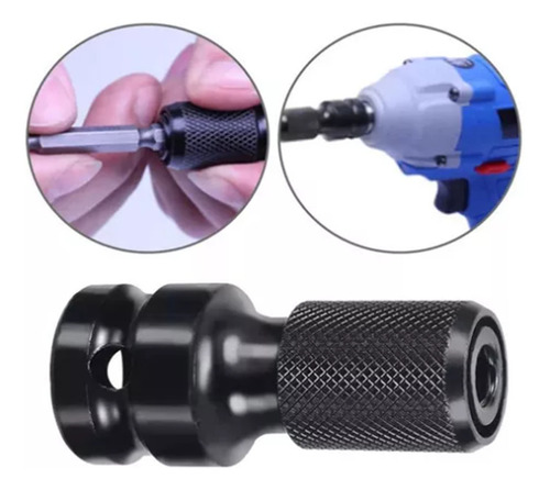 Adaptador de destornillador de impacto hexagonal 1/2 P/ 1/4