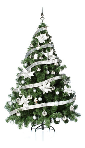 Arbol Navidad Montañes Deluxe 2,10mts Deco Plata Cybermonday