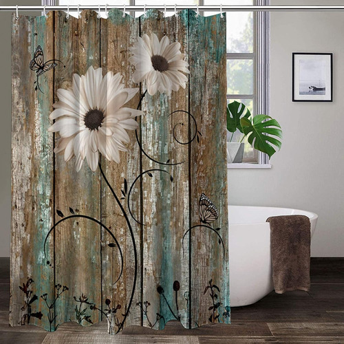 Juego De 4 Cortinas De Ducha De Flores Rústicas