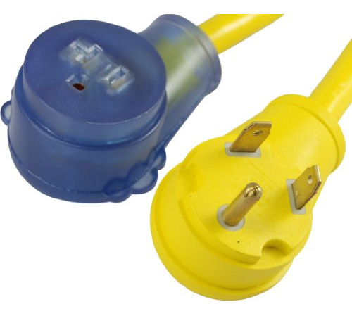 Adaptador Rv 30a A 15/20a, Amarillo Y Azul