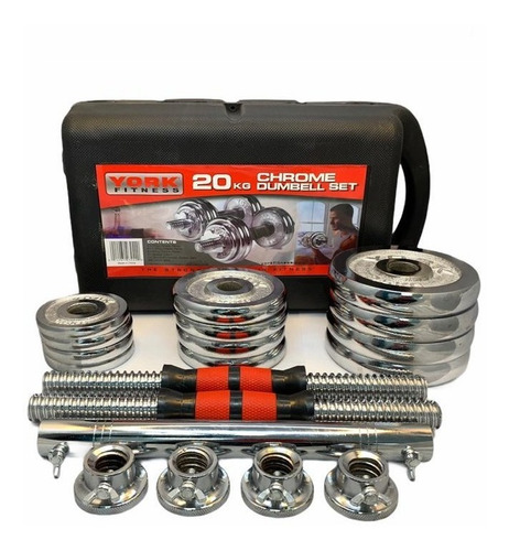 Kit Mancuernas Pesas 20 Kg Juego De Mancuernas Cromadas