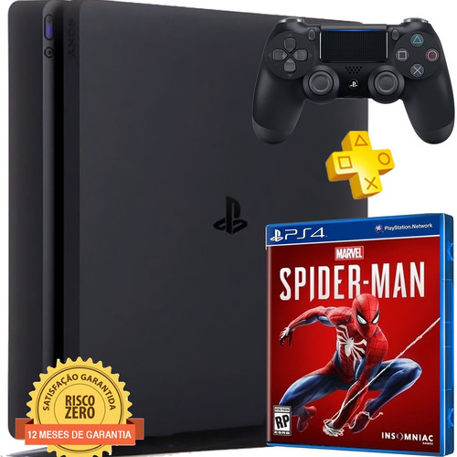 Playstation 4 Ps4 Slim 500gb Jogo Spiderman Ptbr Nota Fiscal