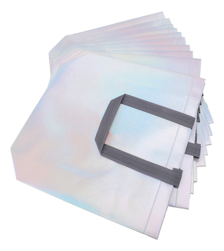 Juego De 10 Bolsas De Regalo Reutilizables Plateadas Brillan